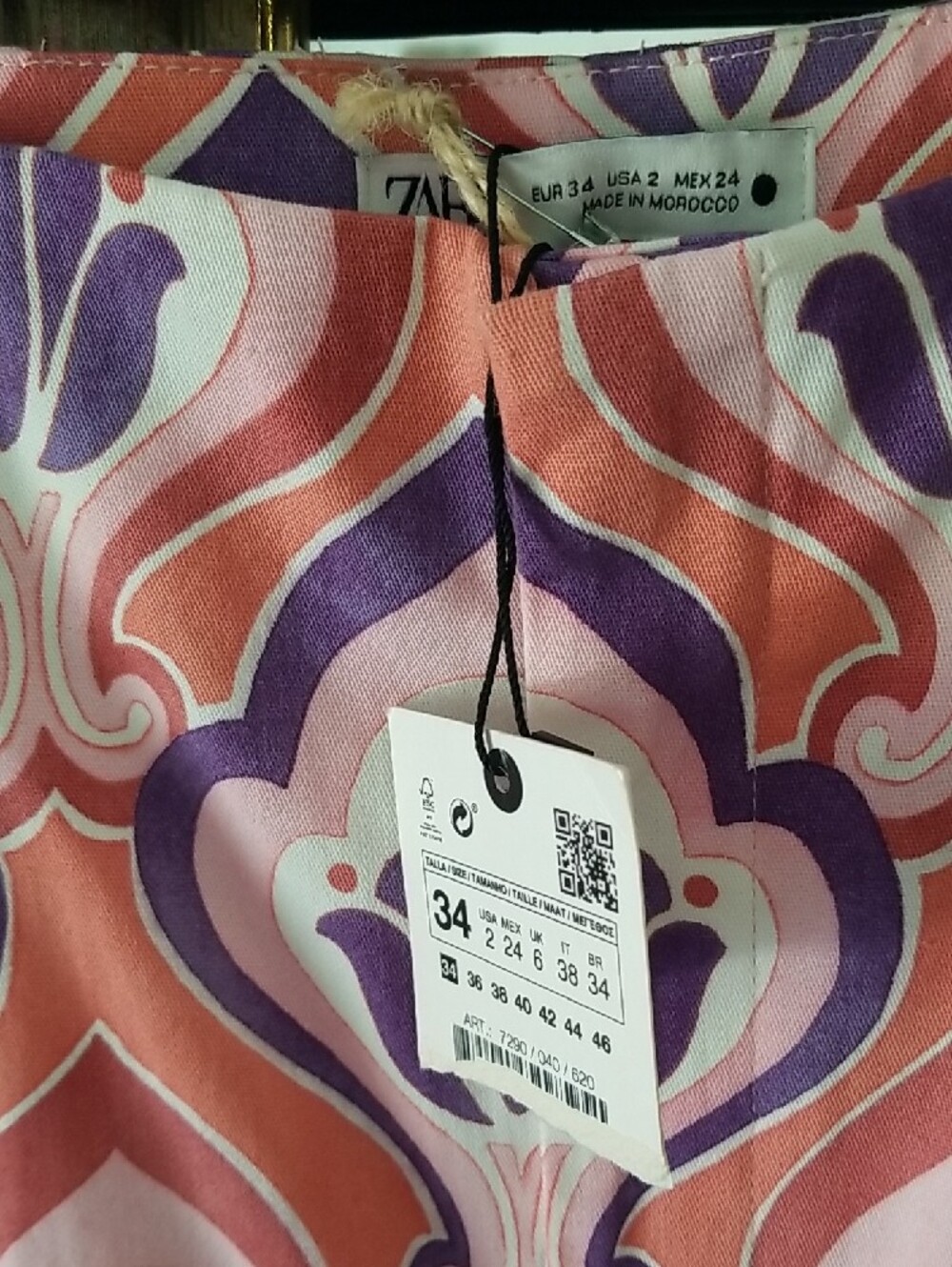 Zara Purple & Peach Retro Floral Skirt - Picture 7 of 7